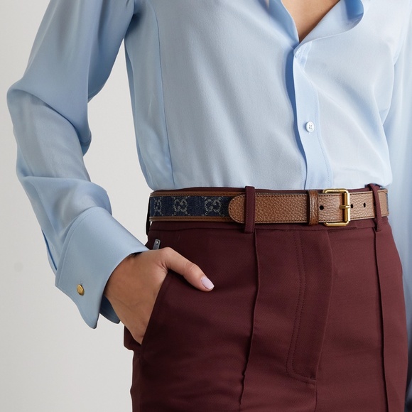 Gucci Denim and textured-leather belt - Picture 1 of 6